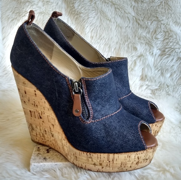 Christian Louboutin Shoes - Louboutin Wedges Denim Cork Size 39.5 Christian